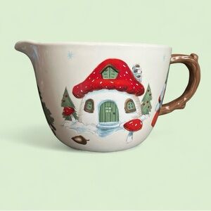 Whimsical Gnome Christmas Mushroom House Mixing Bowl 2 Quart